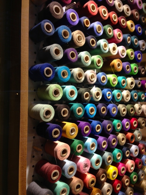 Spools of thread in a dry cleaner's shop on Third Avenue. 