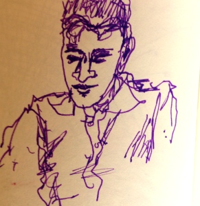 Dude on subway. From my journal. Art project #21. Alexandra Hanson-Harding